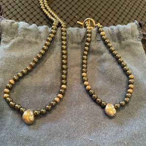 Retired Mignon Faget Hematite sterling silver Shell necklace & bracelet set